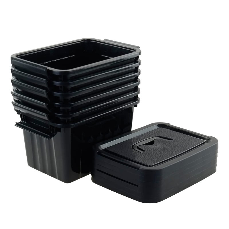Tyminin Black Plastic Storage Bin ith Lids and Latch, Small Stackable Organizing Box Containers, 6 Packs - Image 5